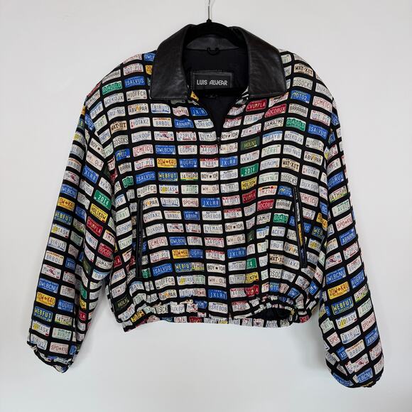 Luis Alvear Jackets & Blazers - Luis Alvear retro license plate 90's bomber jacket